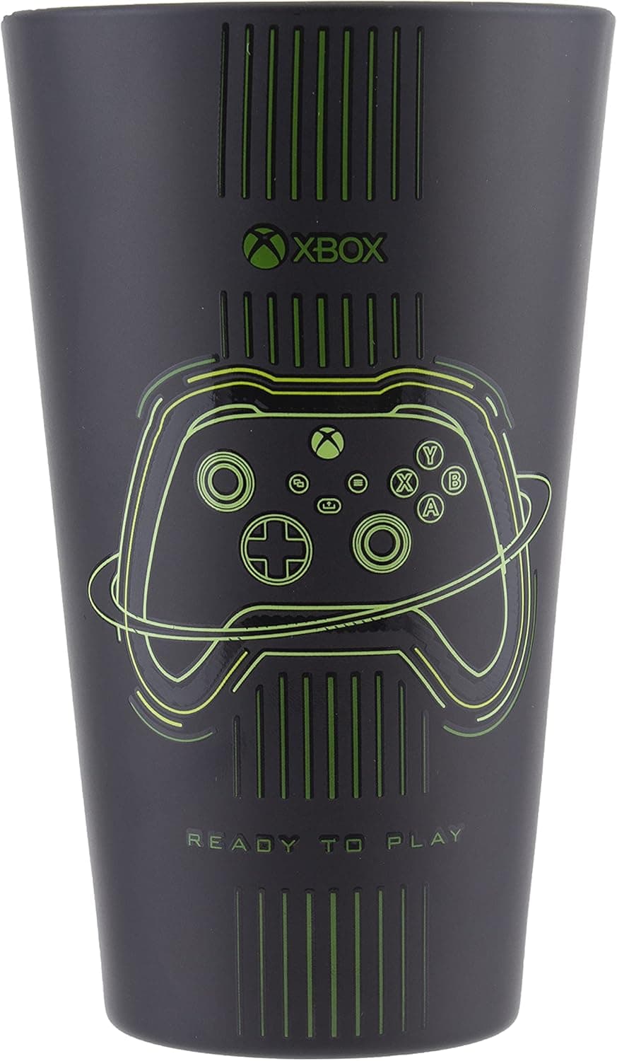 Paladone Xbox Drinking Glass - Officially Licensed Matte Black and Green Tumbler for Cold Drinks, Featuring Orignal Xbox Controller Design, Gift for Gamers, 400ml (14 fl oz)